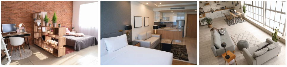 Photo de séparation des espaces avec des meubles ou tapis