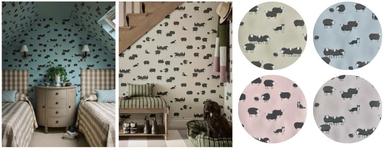 Modèle Nip & Lassie de la collection Storybook Papers de Little Greene